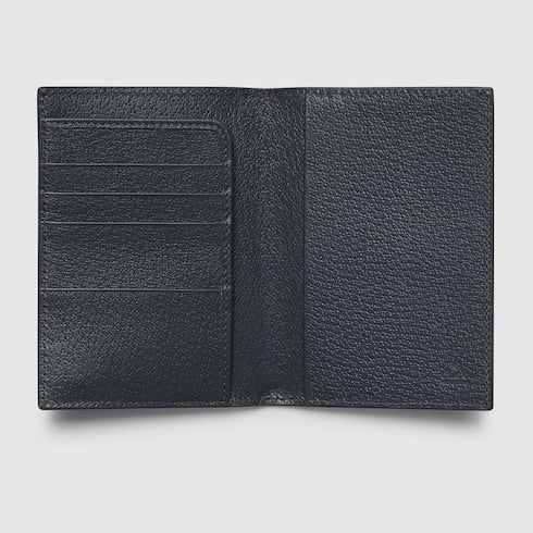 GG passport holder with grey interior GG supreme black fabric