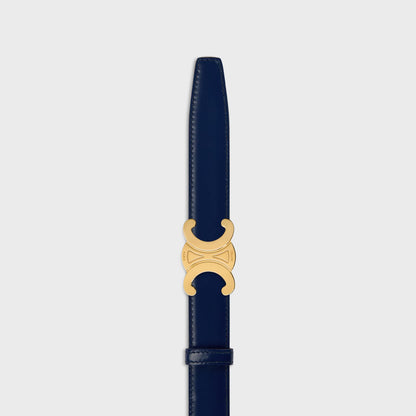 FIBBIA TRIOMPHE E TRACOLLA REVERSIBILE DA 25 MM Navy con fibbia in oro Uomo