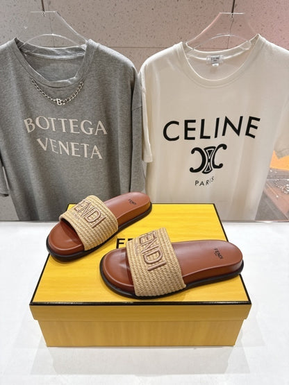 Sunshine FF raffia sandals in beige