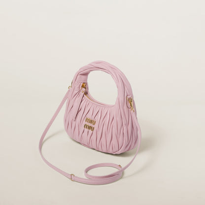 Small Wander hobo bag in pink matelassé nappa leather