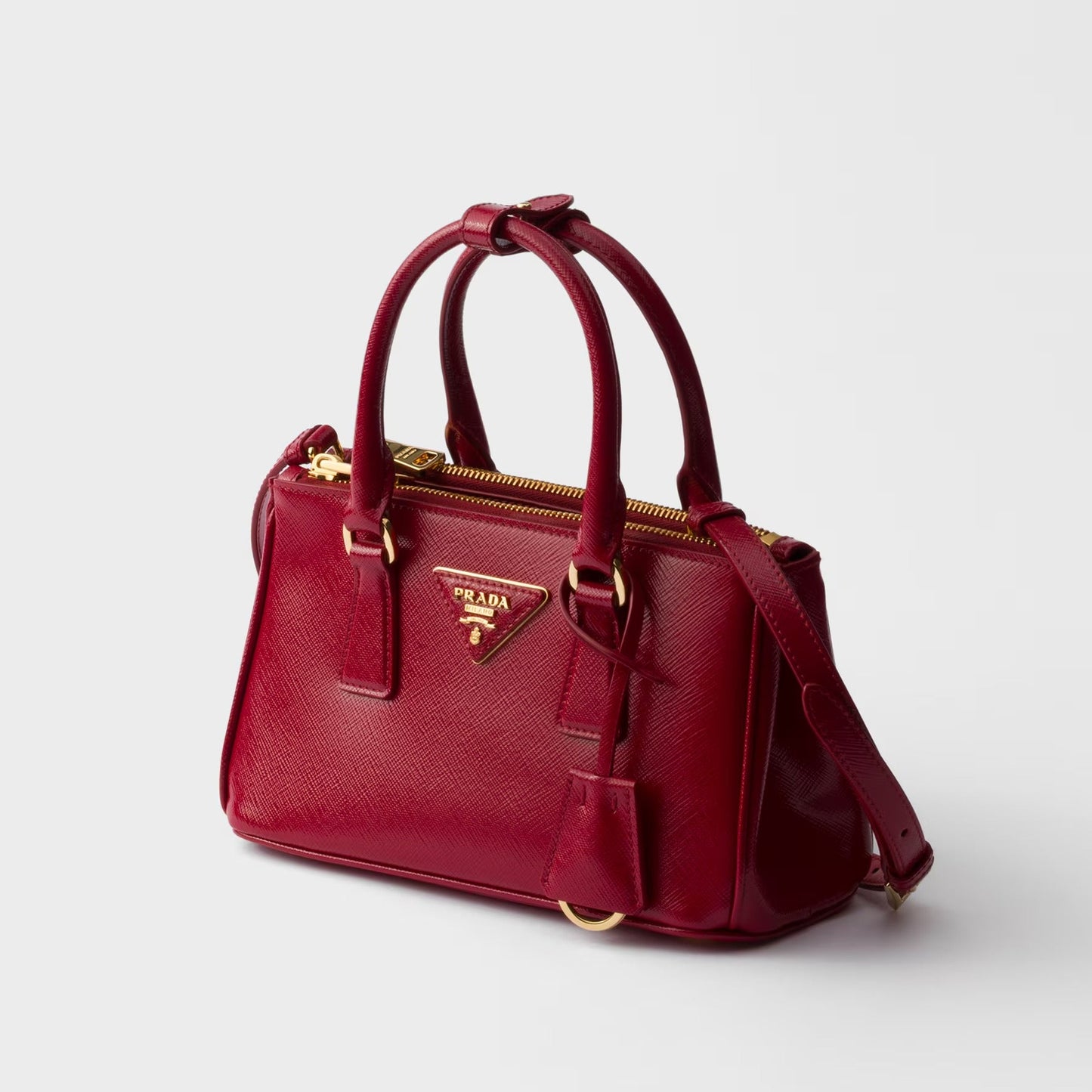 Cherry Red Patent Saffiano Leather Galleria Mini Bag