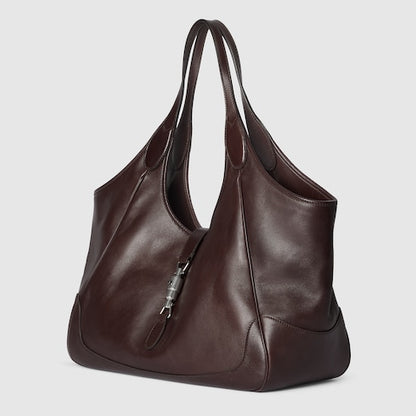Borsa shopping Mercato misura media in pelle marrone scuro