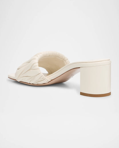 White quilted leather high-heeled sandals