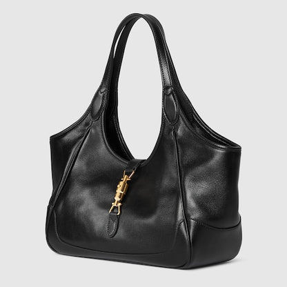 Mercato small shopping bag in black leather