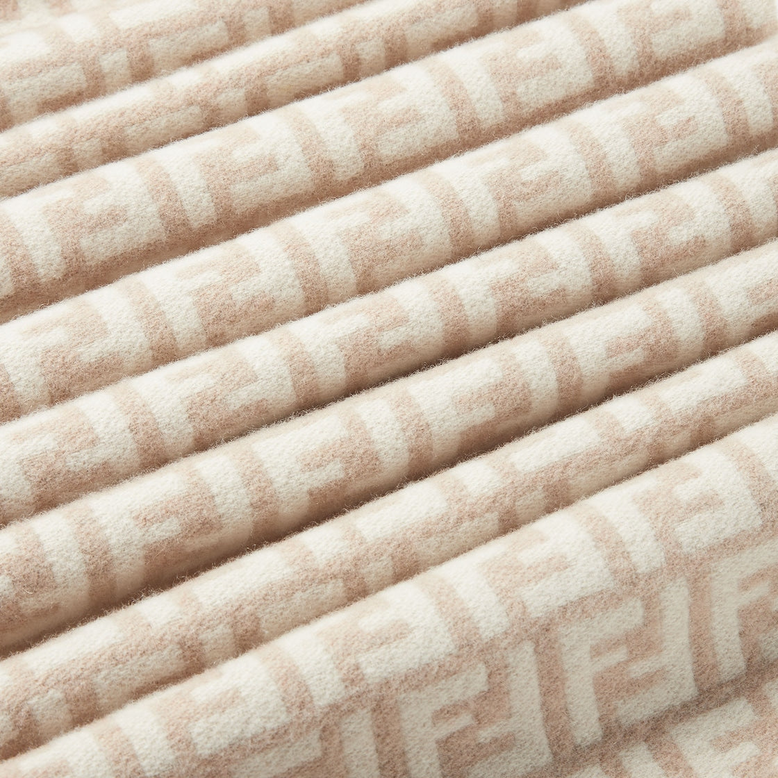 Women's beige wool and cashmere scarf