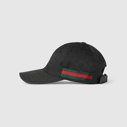 GG fabric baseball cap with black Web