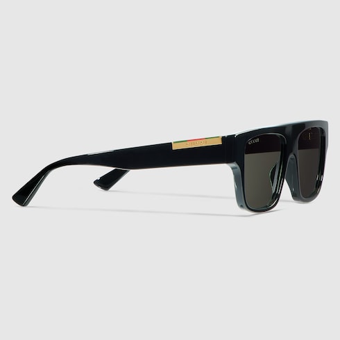 Men's rectangular sunglasses with solid grey lenses