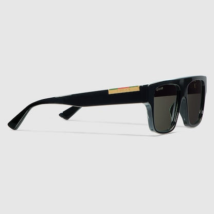 Men's rectangular sunglasses with solid grey lenses