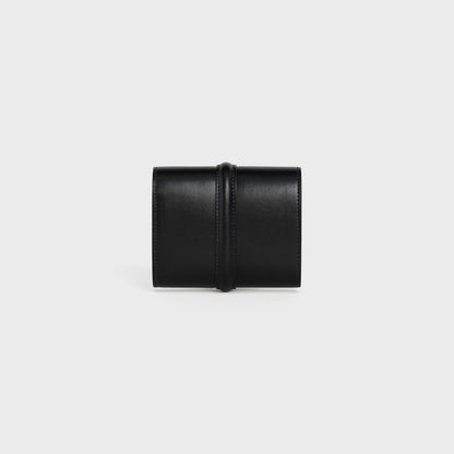 Portafoglio tri-fold piccolo 16 in pelle di vitello satinata nero