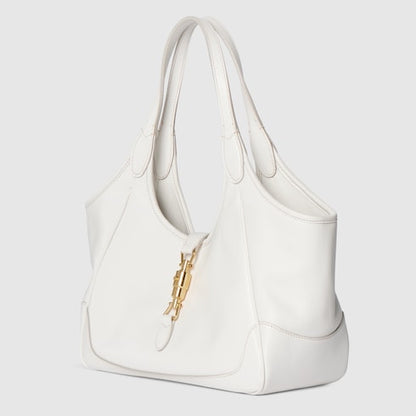 Small white leather Market shopping bag