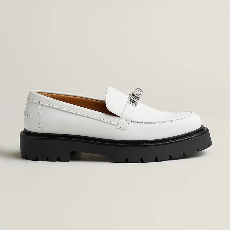 White leather Icon loafers