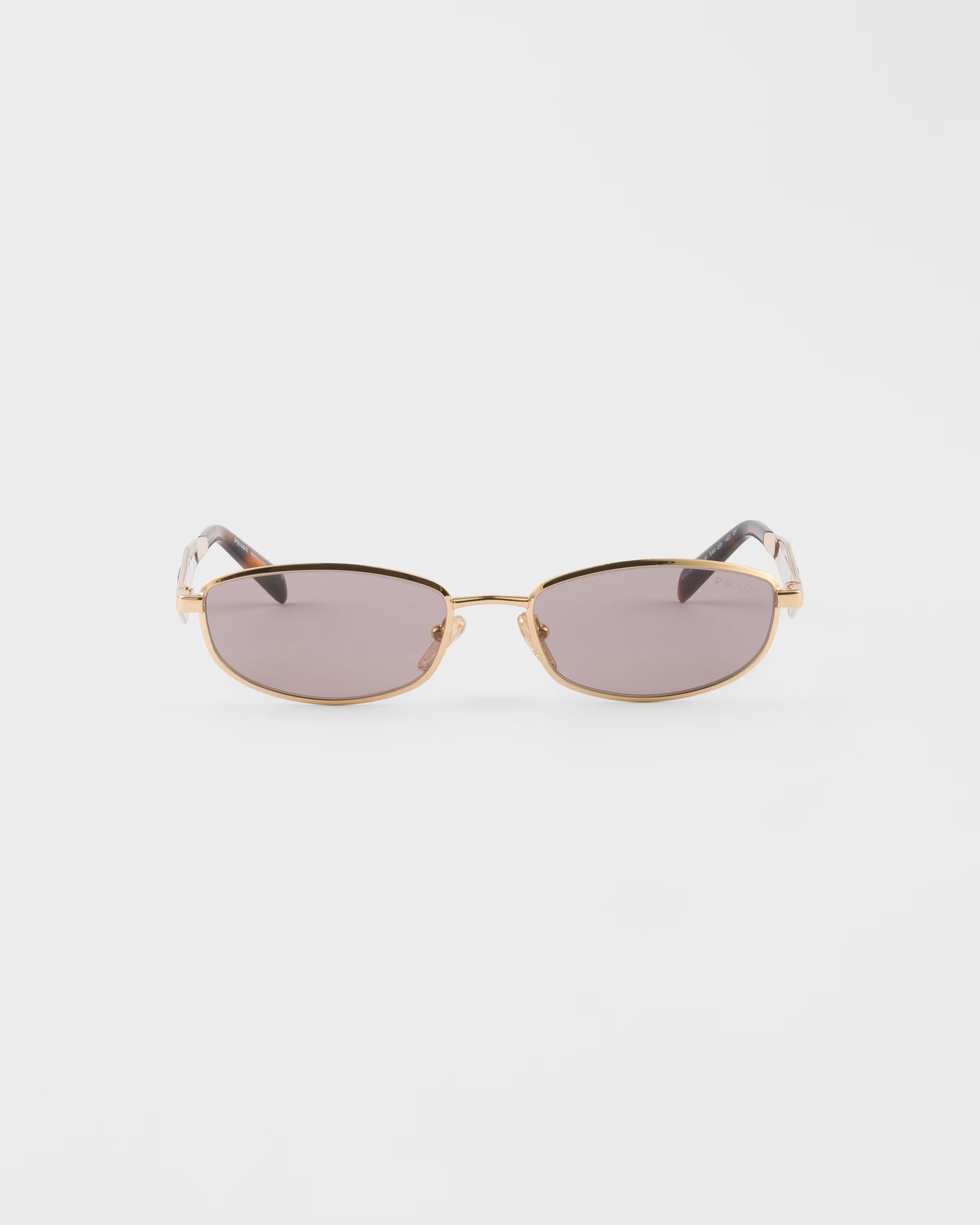 Gold-tone oval acetate sunglasses with mauve lenses