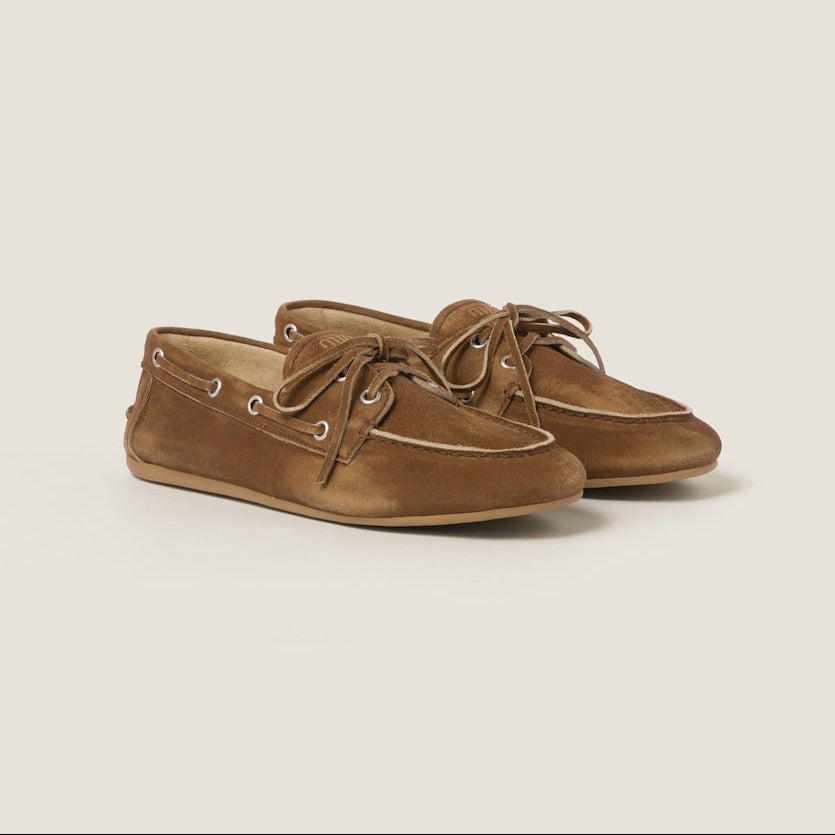 Unlined cinnamon washed suede loafers