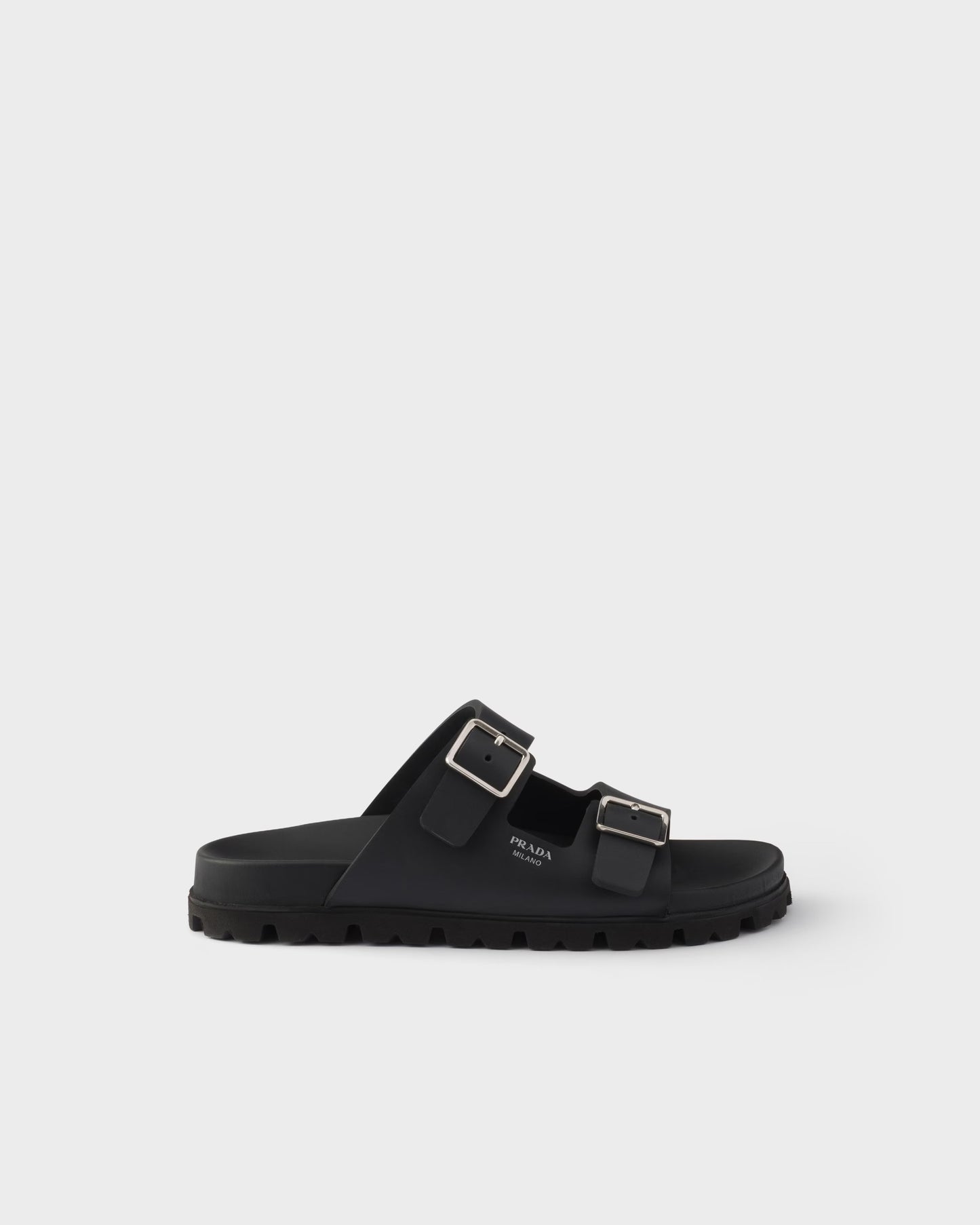 Black rubber slider sandals