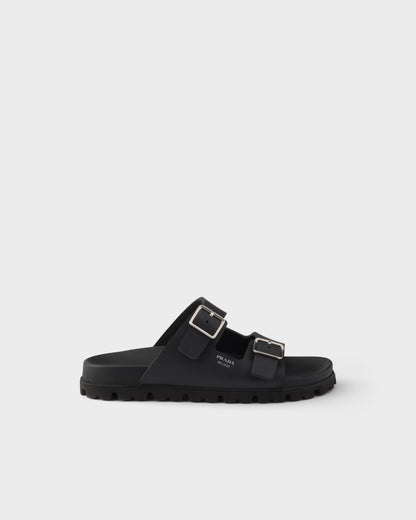 Black rubber slider sandals