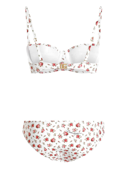 Bikini con stampa floreale bianco