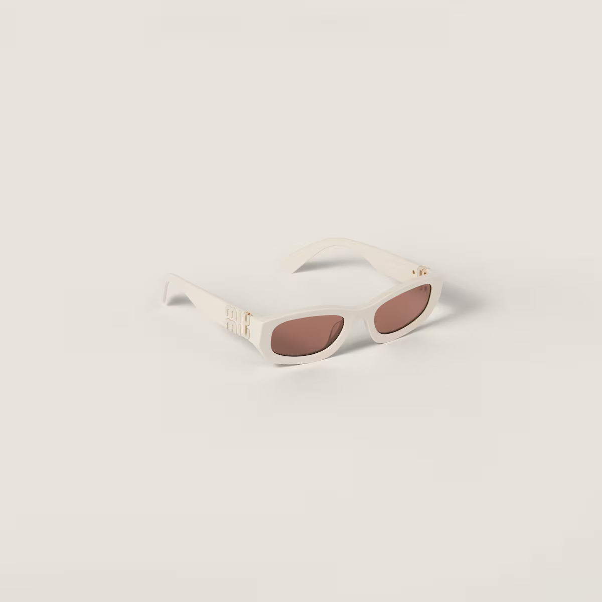 Miu Glimpse low-shape sunglasses milky white frame Chocolate lenses