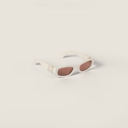 Miu Glimpse low-shape sunglasses milky white frame Chocolate lenses