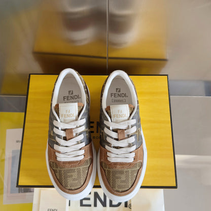 Brown FF Fabric Canvas Platform Match Sneakers