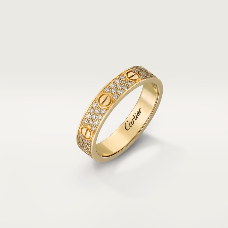 LOVE ring, small model, pavé, gold color