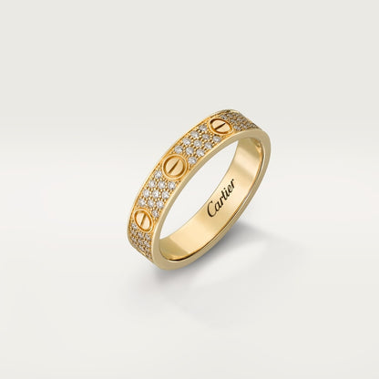 LOVE ring, small model, pavé, gold color