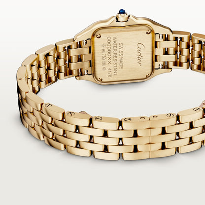 Panthère watch in gold with blued-steel sword-shaped hands Small