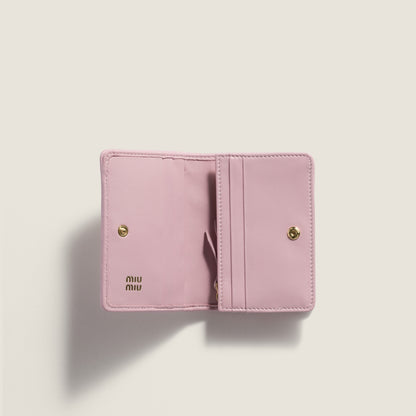 Small quilted nappa leather wallet in pink
