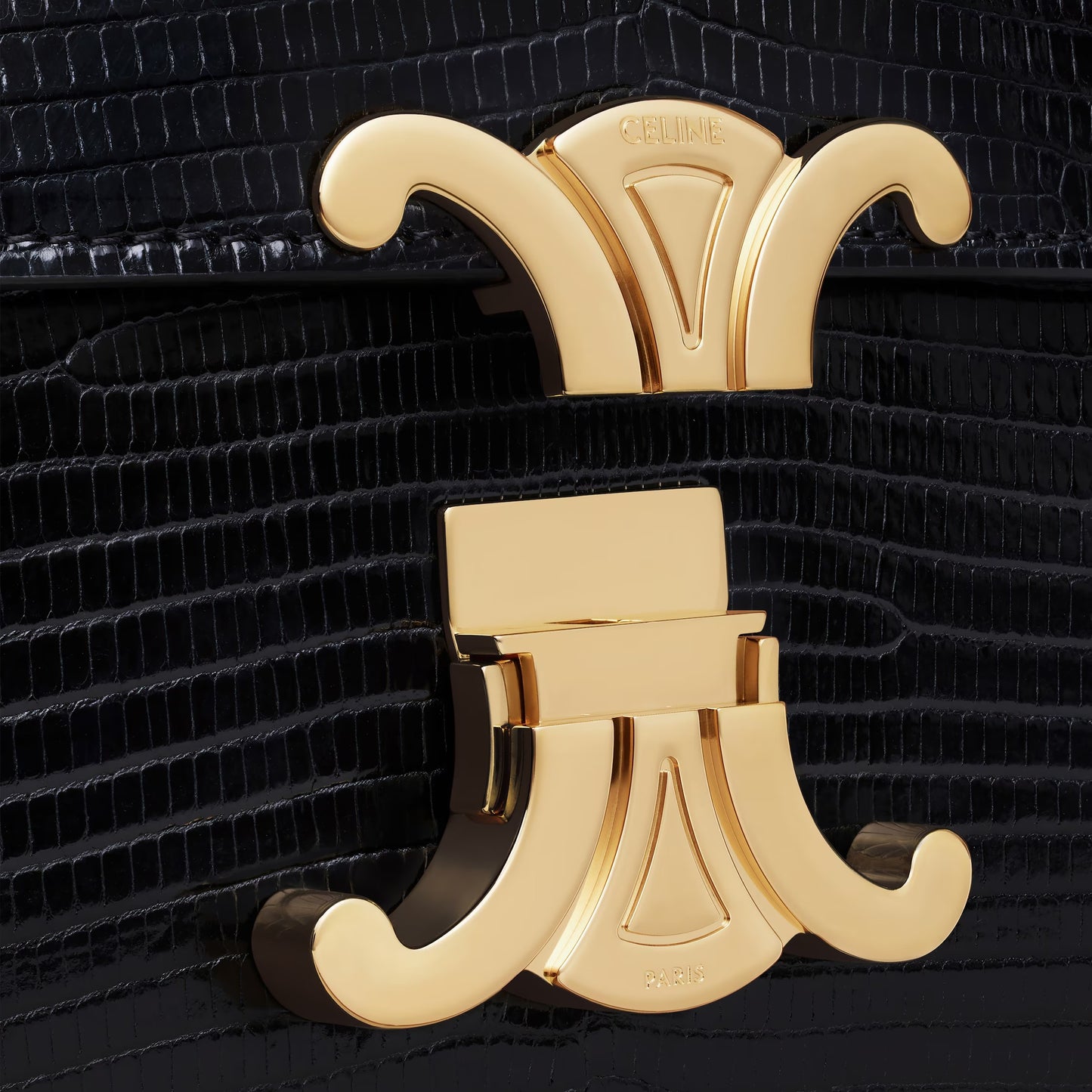 Borsa Teen Triomphe in pelle di lucertola nero