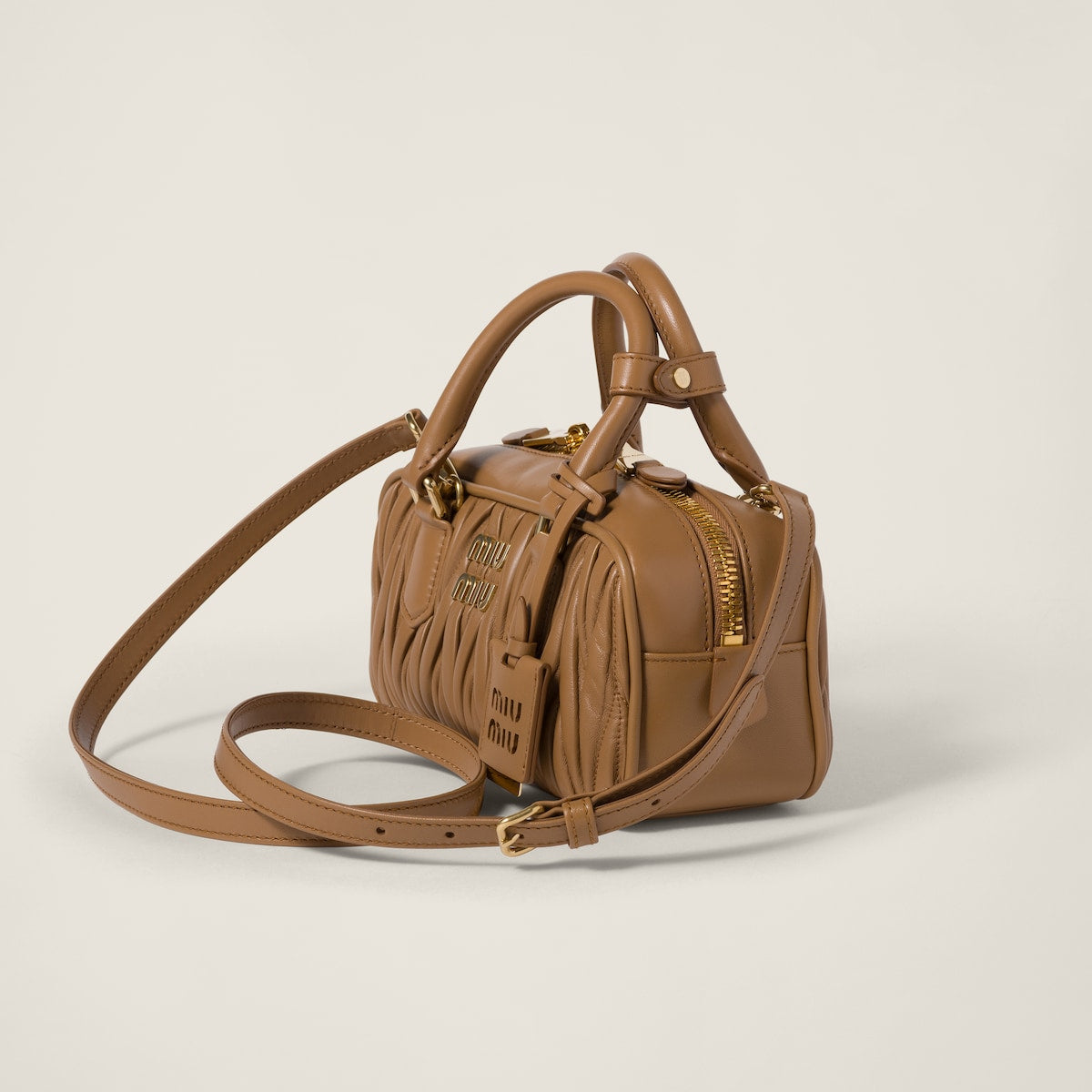 Arcadie regular bag in caramel quilted nappa leather