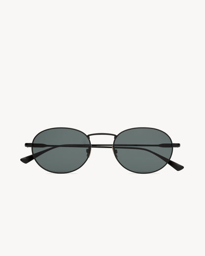 Men's black metal round frame sunglasses