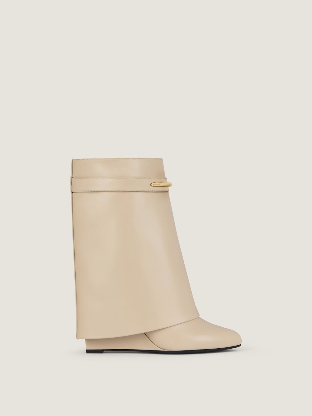 Beige leather Shark ankle boots