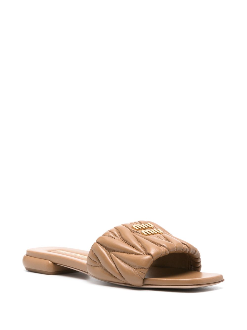 10mm beige quilted logo slides