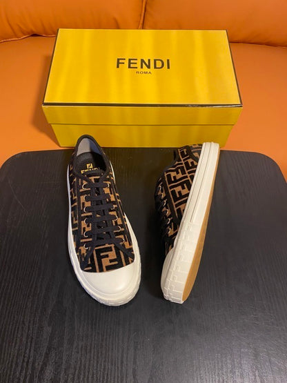 Domino Low-Top Sneakers In brown fondant FF fabric