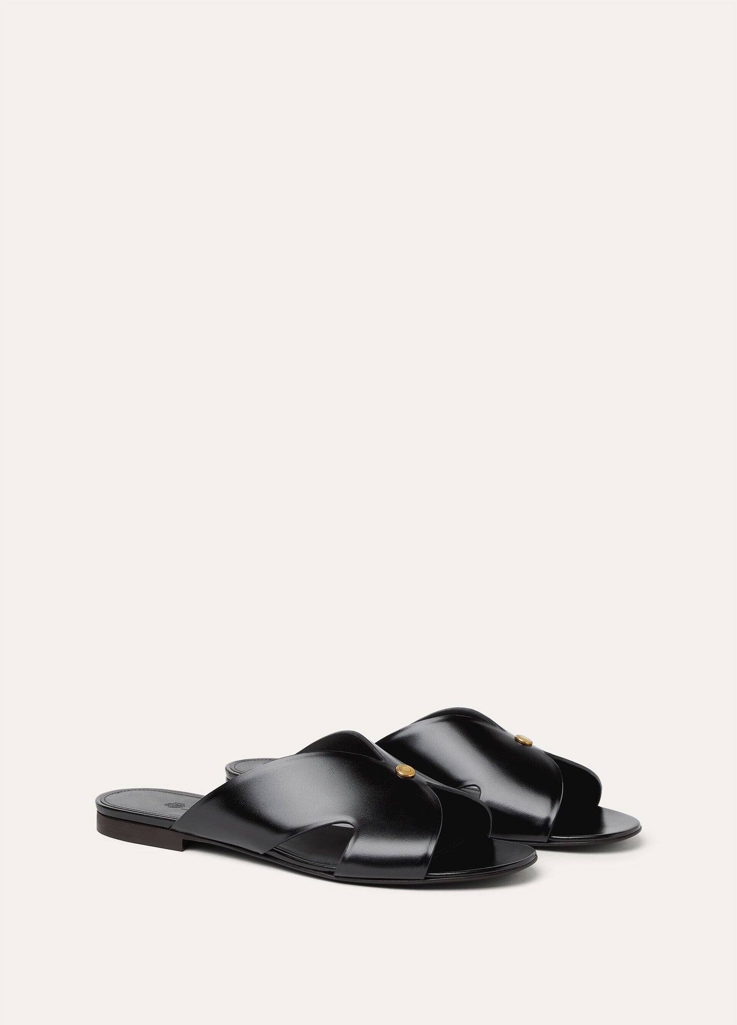 Black Genuine Calf Leather Sandals