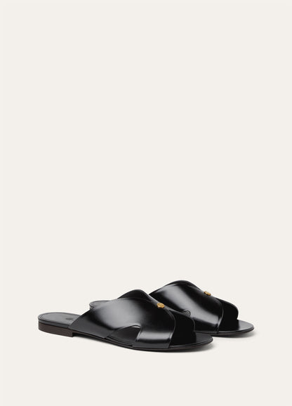 Black Genuine Calf Leather Sandals