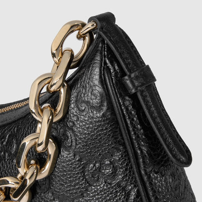 Borsa a Spalla GG Emblem Misura Media Nera