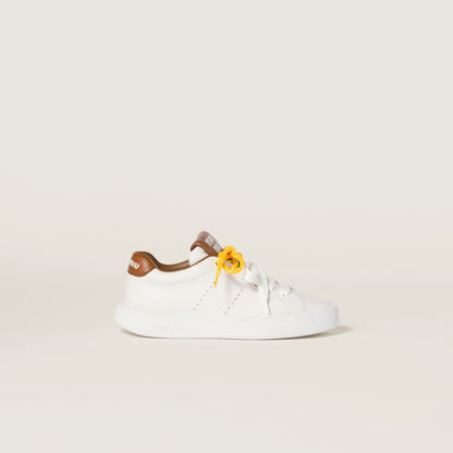 White/brown leather sneakers