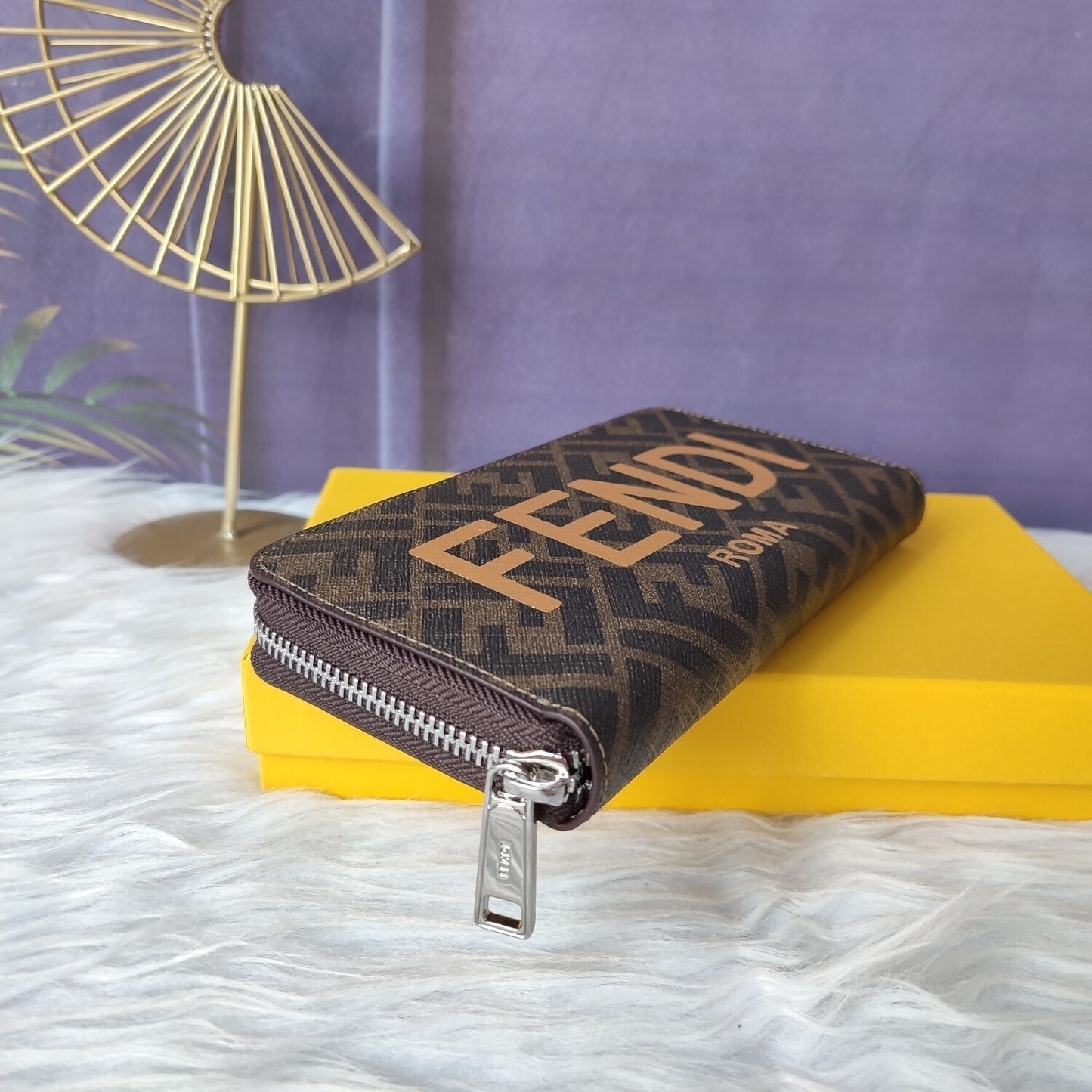 Portafoglio con chiusura a zip Zucca Print / Tela giallo