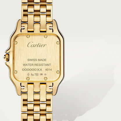 Panthère watch, medium model, yellow gold case with diamonds