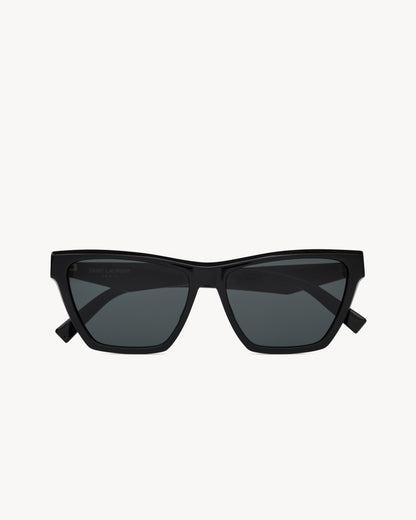 Women's rectangular cat-eye sunglasses with black acetate frame