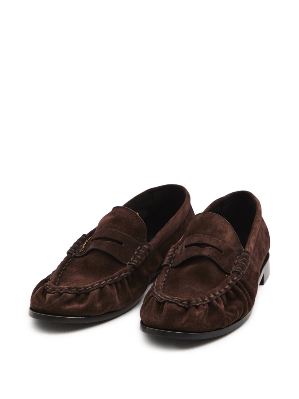Dark brown suede loafers