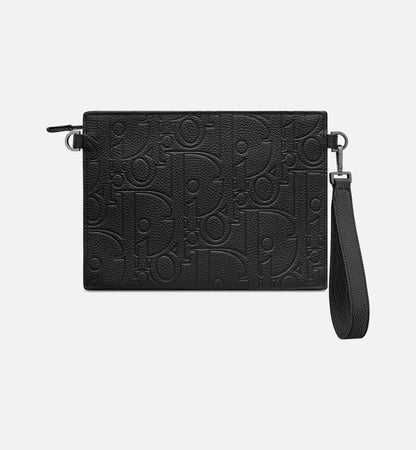 Black Gravity Leather A5 Triangular Clutch Bag