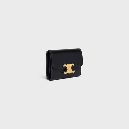 TRIOMPHE COMPACT WALLET IN SHINY CALFSKIN WITH COIN POCKET