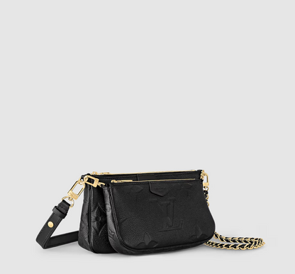 Multi Pochette Accessoires in Pelle Monogram Empreinte Nero