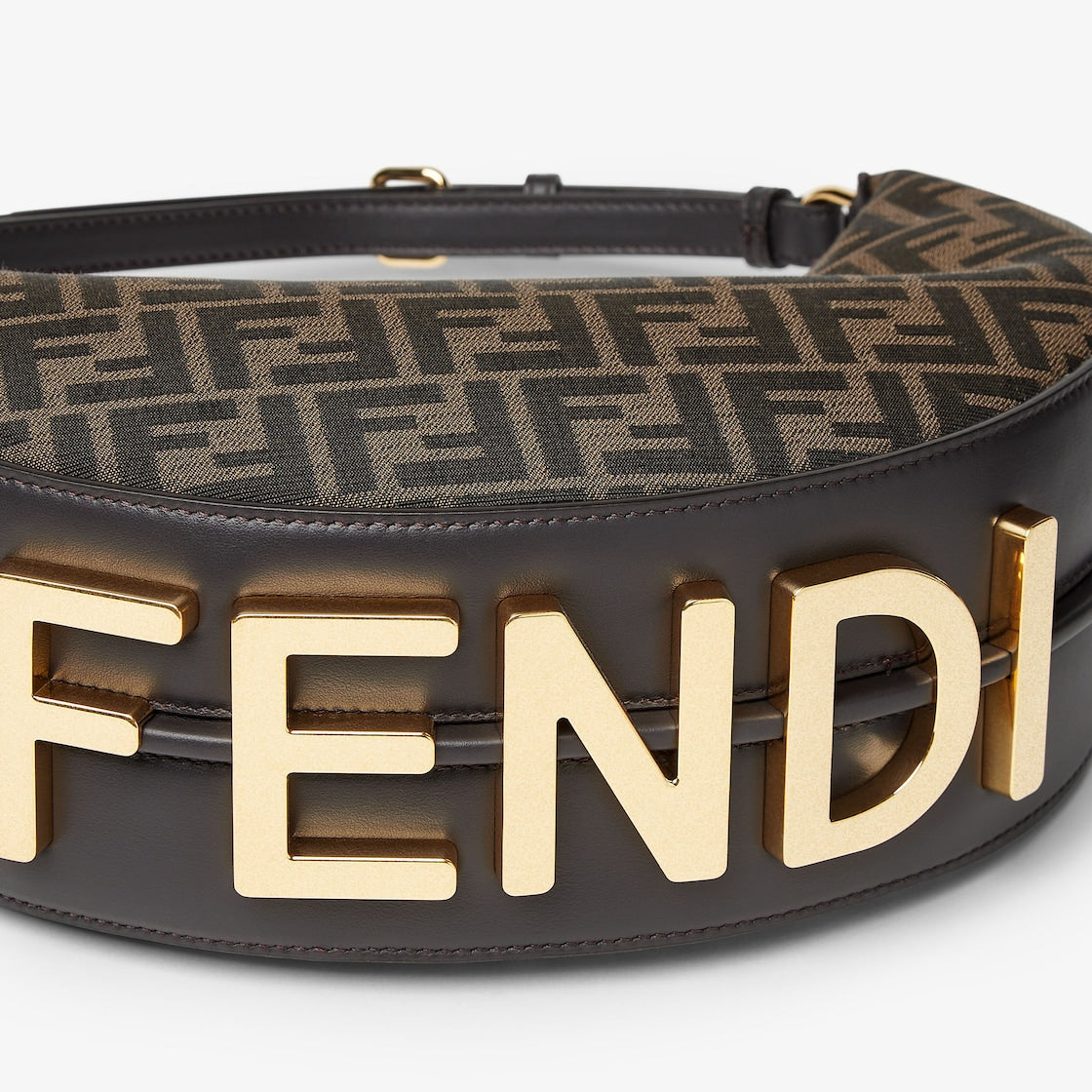 Borsa in tessuto jacquard Fendigraphy Small Brown FF