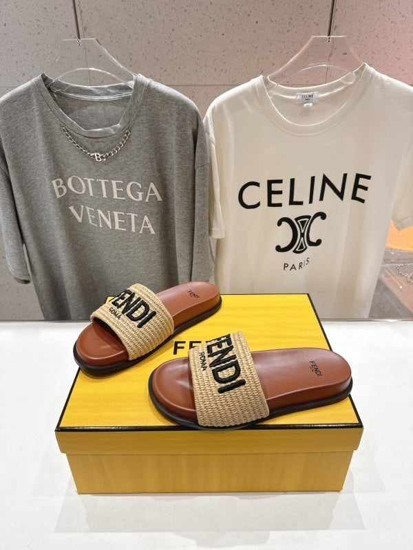 Sunshine brown raffia FF sandals