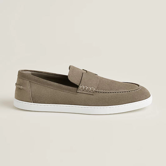 Job loafer in suede étoupe