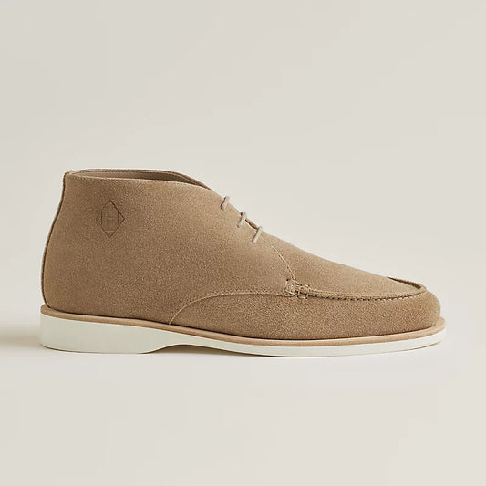 Line derby shoe in suede beige