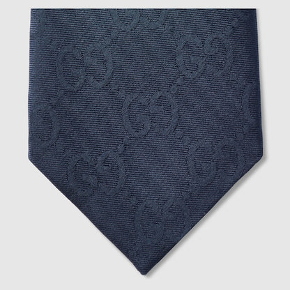 Blue GG cotton and silk tie