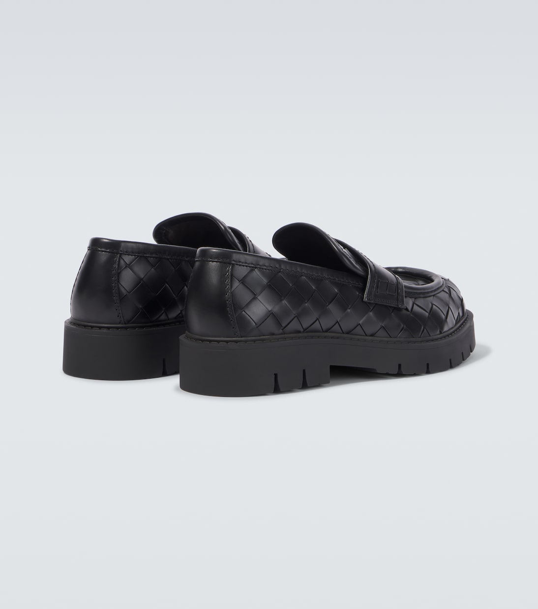 Haddock Braided black leather loafers with rubber sole